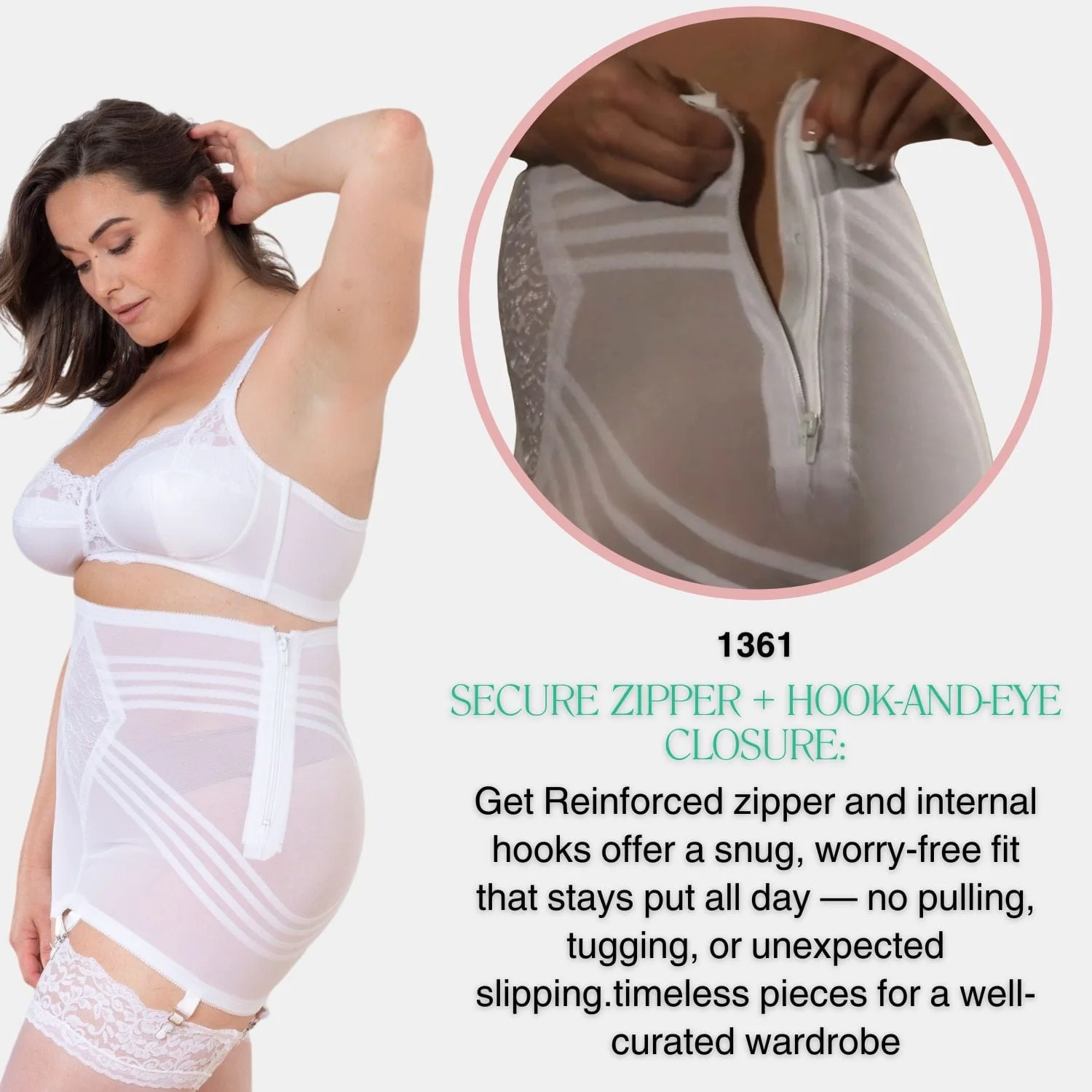 Style 1361 | Waistline Open Bottom Breathable Power Mesh Fabric | With Side Zipper | Firm to Extra Firm Support - Image 9