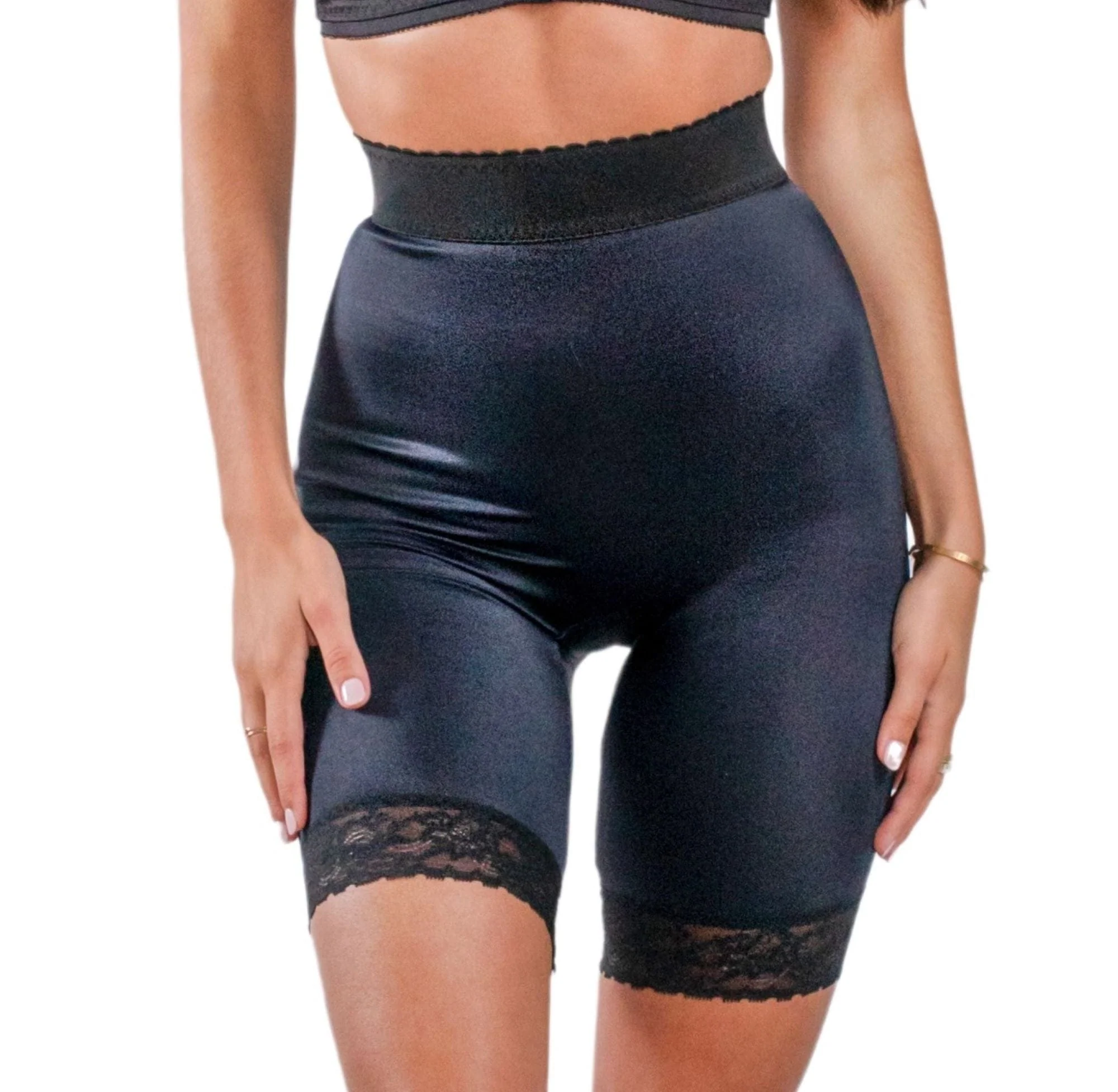 Style 518 | High Waist Light Shaping Bike Short | Satin 4-Way Stretch with Built-In Panty - Image 12