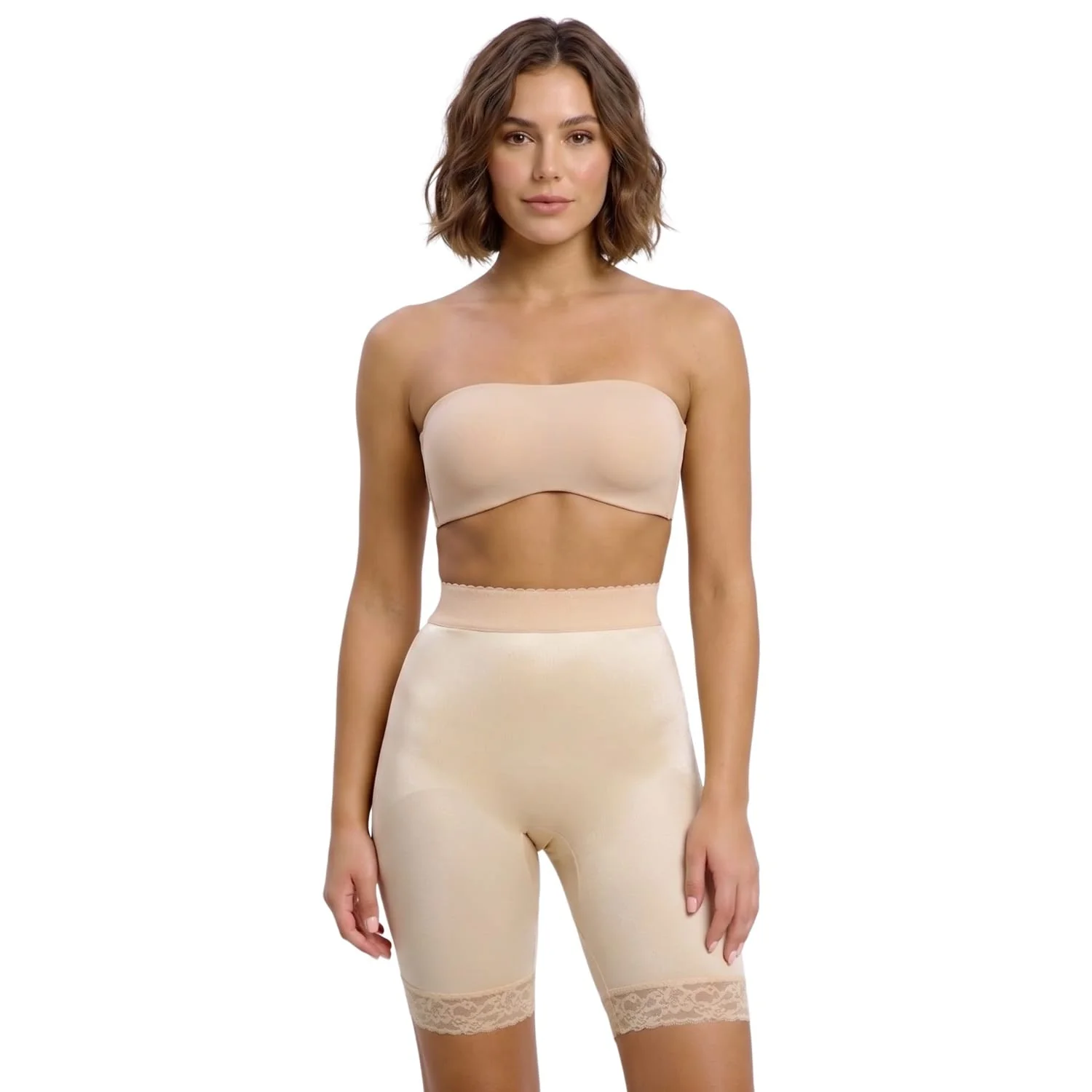 Style 518 | High Waist Light Shaping Bike Short | Satin 4-Way Stretch with Built-In Panty - Image 16