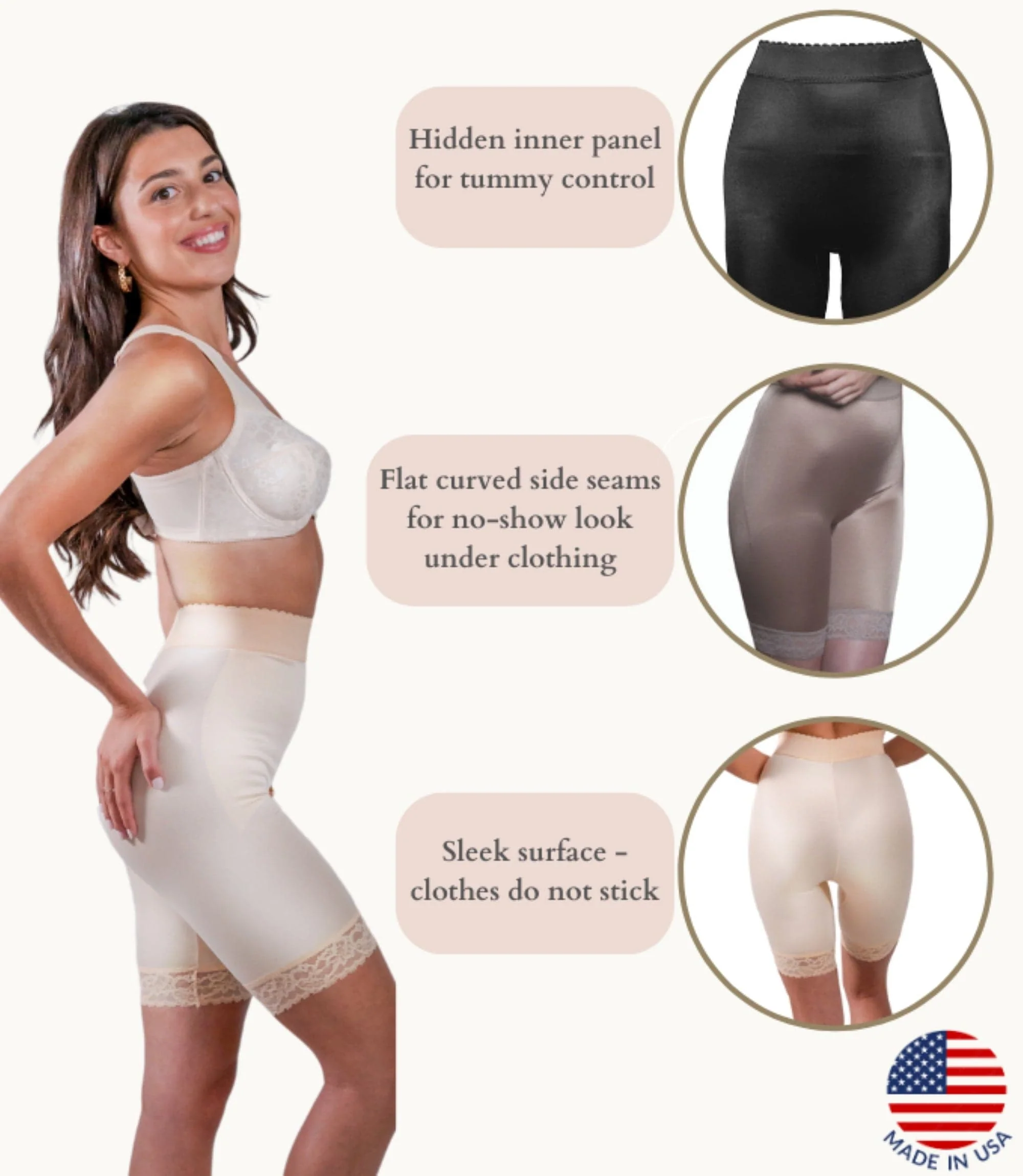 Style 518 | High Waist Light Shaping Bike Short | Satin 4-Way Stretch with Built-In Panty - Image 22