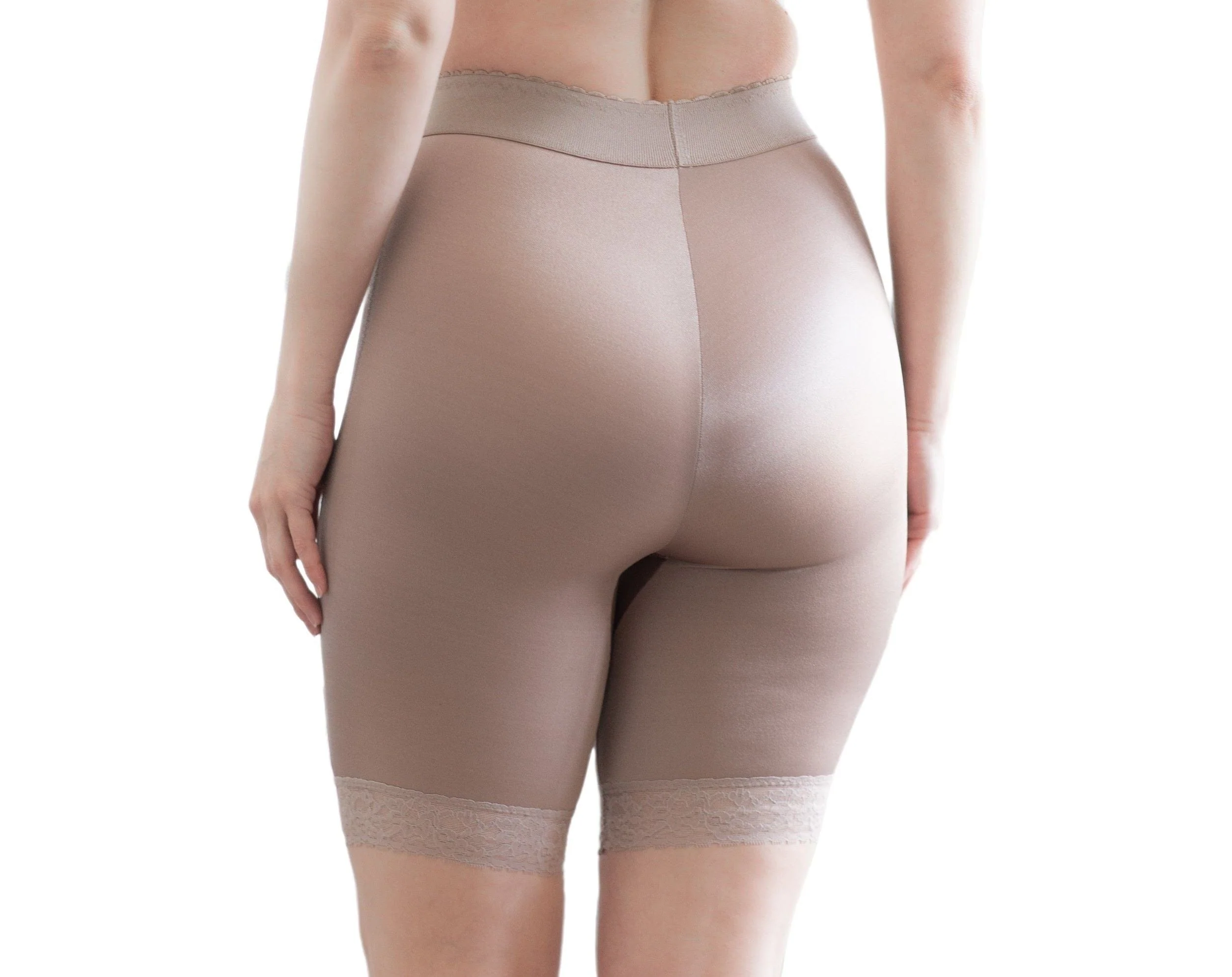 Style 518 | High Waist Light Shaping Bike Short | Satin 4-Way Stretch with Built-In Panty - Image 3