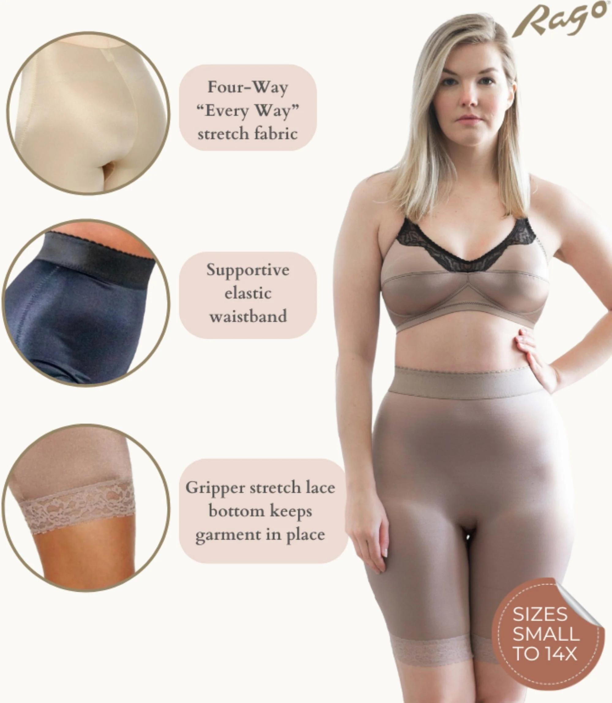 Style 518 | High Waist Light Shaping Bike Short | Satin 4-Way Stretch with Built-In Panty - Image 4