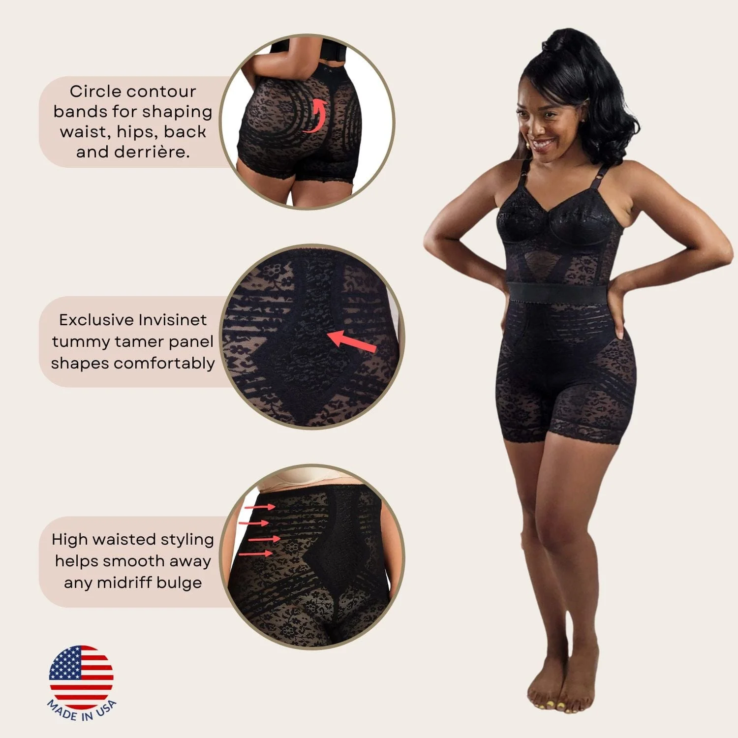 Style 6207 | No Roll High Waist Lace Thigh Slimmer with Extra Firm Support - Image 30
