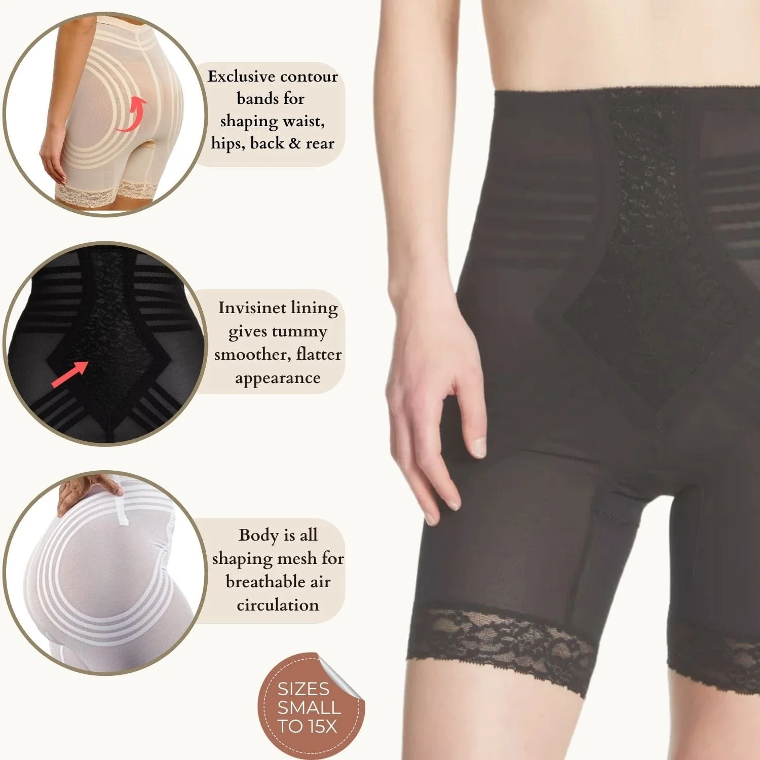 Style 6209 | Breathable High Waist Thigh Slimmer | No Roll Power Mesh Hourglass Shaper | Firm to Extra Firm Support - Image 12