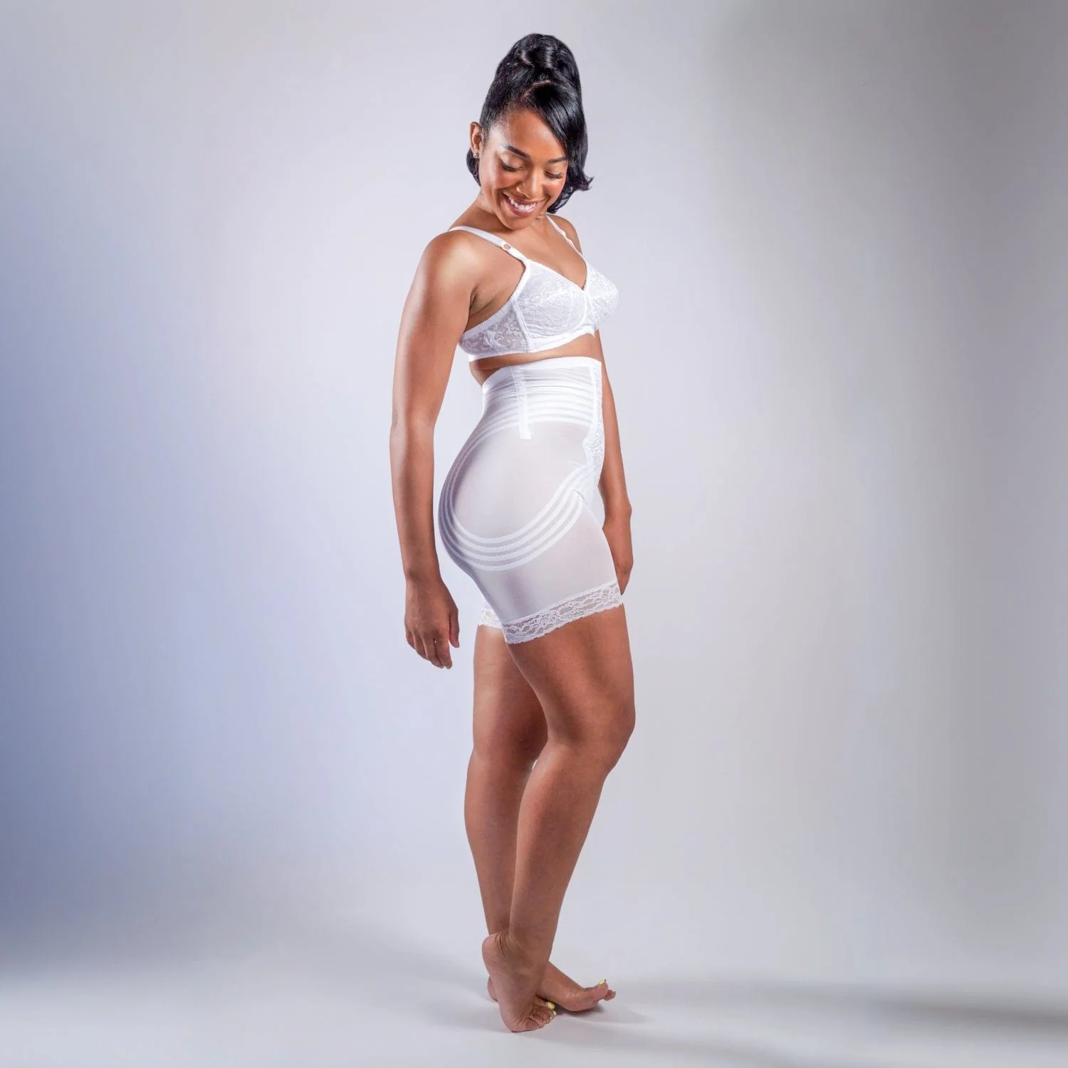 Style 6209 | Breathable High Waist Thigh Slimmer | No Roll Power Mesh Hourglass Shaper | Firm to Extra Firm Support - Image 5