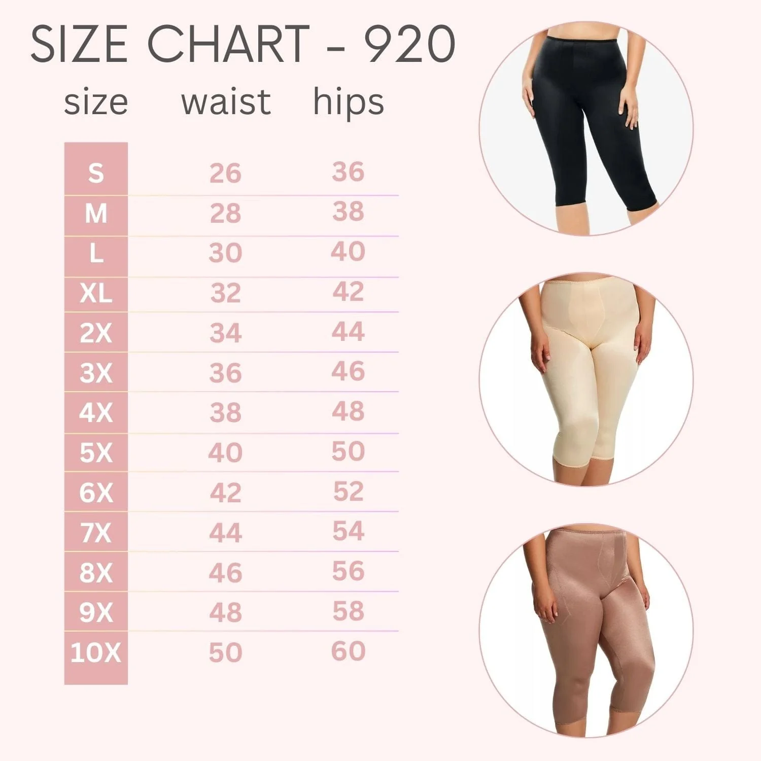 Style 920 | Capri Pant Liner Light Shaping | Satin 4-Way Stretch - Image 10